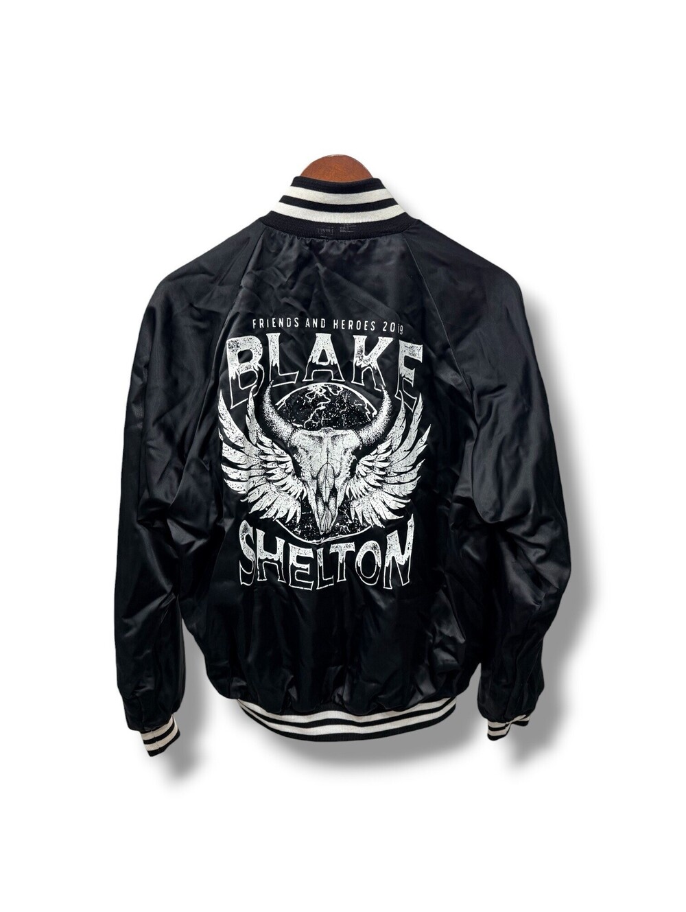 Blake Shelton Friends & Heroes 2019 Tour Jacket USA Made Satin Bomber Mens Small